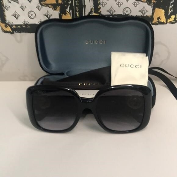 New Authentic Gucci GG1029SA 001 Black Square Sunglasses Grey Gradient Lenses - Picture 3 of 11